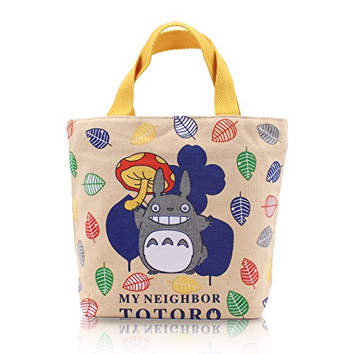 Finex - Set of 2 - My Neigbor TOTORO Canvas Zippered Tote with Top Carry Handles - Lunch Box Bag Gym Tote