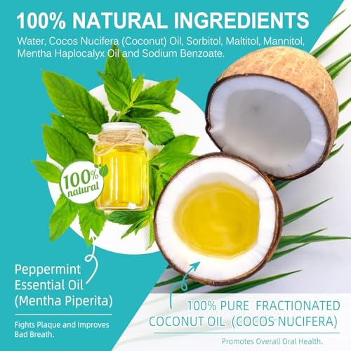 Coconut Pulling Oil for Teeth 30pcs, Oil Pulling, Natural Oral Care, Fights Bad Breath, Alcohol-Free, Tooth Whitening, Gum Health, Dye Free, Antigingivitis Oral Rinse