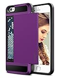 iPhone 6 Case, Vofolen Impact Resistant Protective Shell iPhone 6 Wallet Cover Sliding Card Holder Shockproof Rubber Bumper Case Anti-scratch Hard Shield for iPhone 6 6S 4.7 inch (Purple)