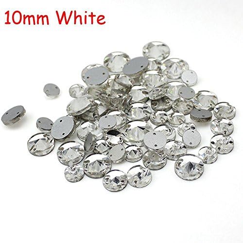 forviupet 50pcs New Silver Color Spacer Clothing Jewelry Beads Stones Sew on Rhinestone Buttons