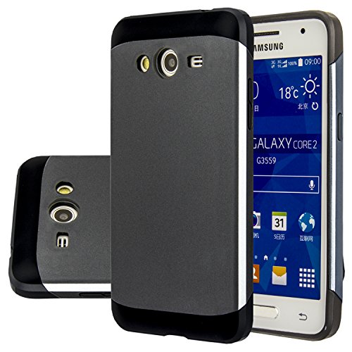 Galaxy Core 2 Case, AnoKe Armor Dual Layer Bumper Case TPU PC 2 in 1 Hybrid Protective Case for Samsung Galaxy Core 2 G355 G355M G355H(Armor Metal Slate)