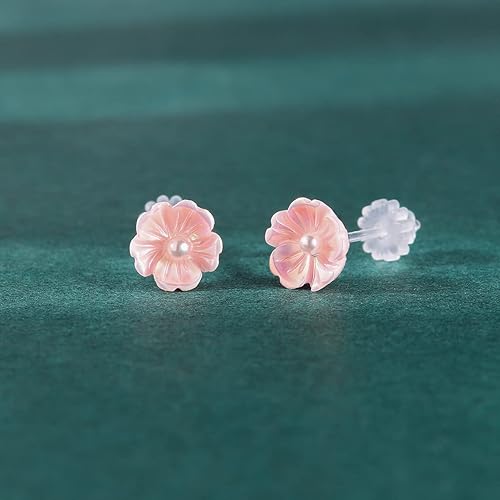 AoedeJ Pairs Pink Heart Stud Earrings for Sensitive Ears, Hypoallergenic,  Lightweight, Nickel Free, Polished