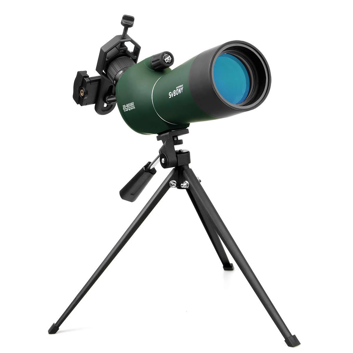 Svbony SV28 20-60x60mm Spotting Scope with Tripod, Carrying Bag, Phone Adapter, HD Bak-4 Prism FMC Optics, Waterproof Angled Spotter Scope, for Target Shooting, Birdwatching, Wildlife