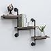 MBQQ Industrial Bookshelf Pipe Shelves 3 Tiers,Rustic Wood Shelf Wall Mounted,Metal Corner Hung Bracket Shelving Floating Shelves Steampunk Decor,Retro Brown