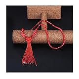 LOVFASHION Knotted Bohemian Beaded Necklace Y Shaped Tassel Pendant Sweater Chain Long Necklace Clothing Accessories Jewelry 7 Colors