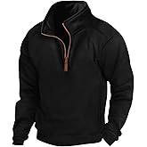BIVENANT Mens Stand Collar Half Zip Warm Fleece Fall Sweatshirt Long Sleeve Slim Fit Tactical Shirt with Arm Zipper pocket