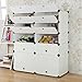UNICOO - Multi Use DIY Plastic 10 Cube Shoe Rack,Organizer, Bookcase, Shoes Cabinet (2 * 5 With Boots Cube, White Wood Grain)