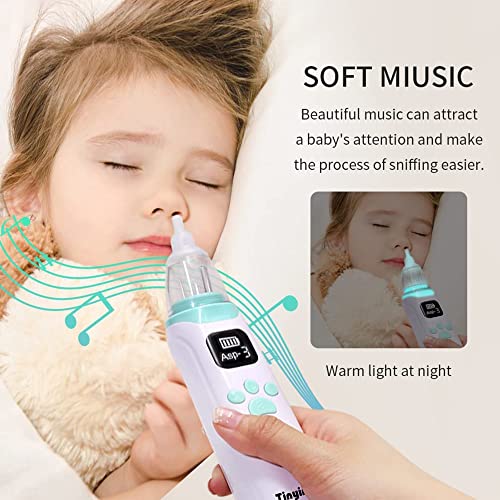 Baby Nasal Aspirator Baby Nose Sucker Baby Nose Cleaner Nasal Aspirator for Baby with Pause & Music & Light Soothing Function Safe Hygienic and Quick Operated Nose Cleaner