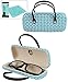 JAVOedge Blue Handbag Style Hard Eyeglasses Case and Bonus Free Soft Microfiber Lens Cleaning Cloth