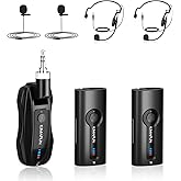 KIMAFUN Wireless Lavalier Microphone System, Wireless 2.4GHz Lapel Mics Handheld Mic 2 in 1 for Teaching, Teachers, Speech, Tour Guiding, Speaker, Amplifier, PA System, Broadcast, KM-G70(2TX1RX)
