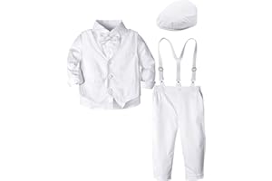 A&J DESIGN Baby Boys Formal Outfit Toddler Wedding Dress Clothes Kids Gentleman Suit Pants Set with Suspender