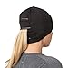 TrailHeads Ponytail Hat - Adrenaline Series | Women’s Running Beanie with Reflective Accents | Black Skull Cap - Black