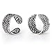 OwMell 925 Sterling Silver Ear Clip Cuff Wrap Vintage Carved Leaf Earrings Eardrop Non Pierced