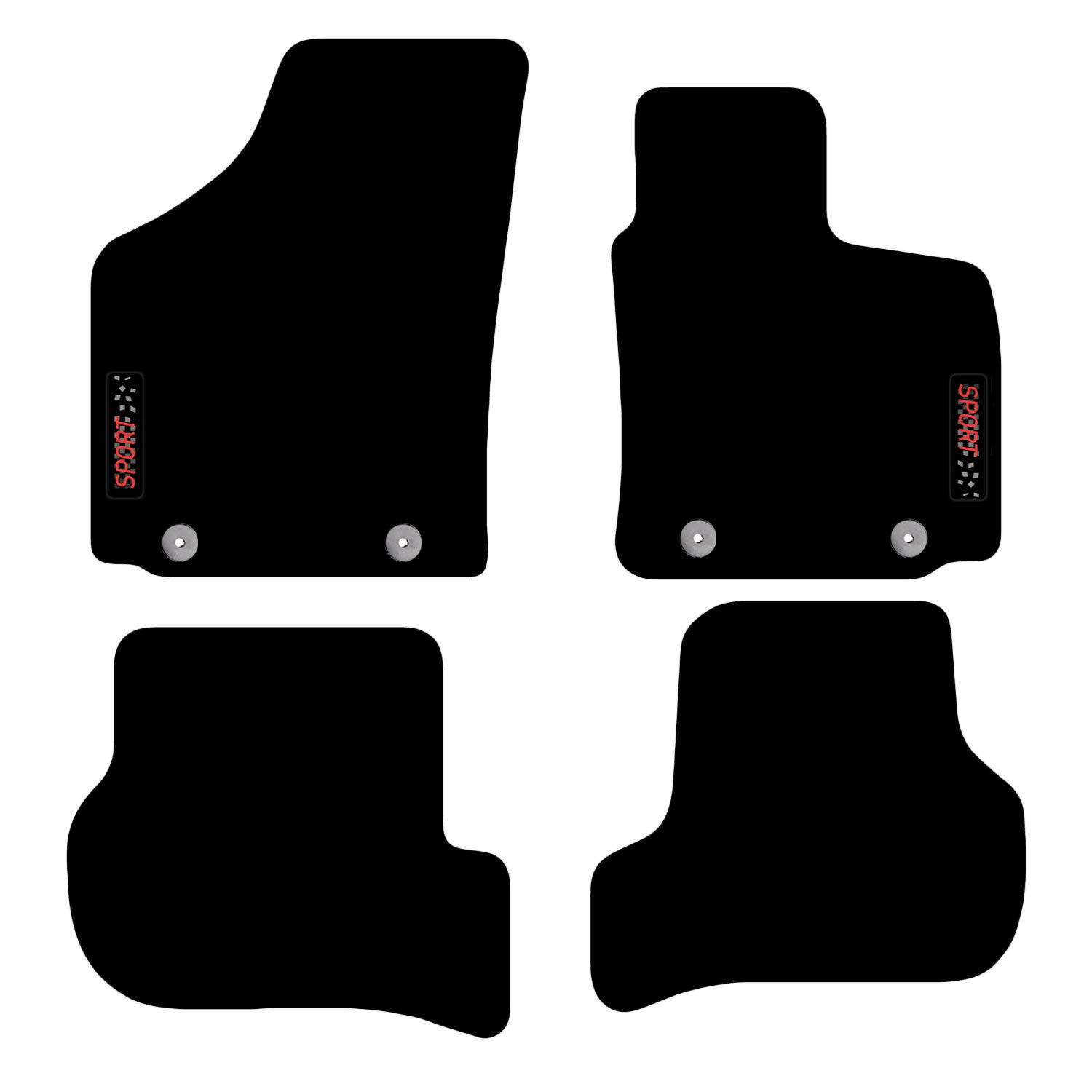 Carsio Carpet Car Mats For Seat Leon 2005 to 2009 with Sport logo Tailored Fit Floor Mat Complete Accessory Custom Fitted - All Weather, Anti-Slip Backing & Black Trim