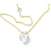Pierre Lorren 1.5 carat Diamond Necklaces 18k SOLID Yellow Gold Heart Shaped Diamond Solitaire Necklace Rope Heartt Necklaces for women Love Heart diamonnd Birthday Anniversary Mom Appreciation gifts