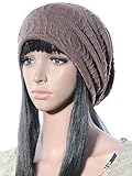 JOLLYCHIC Women's Loose Brief Rib Knit Dome Hat Beanie Coffee 2#
