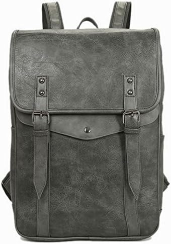 CustomHomme Classic Flap Front Buckle Accented Leather Backpack One Size Gray