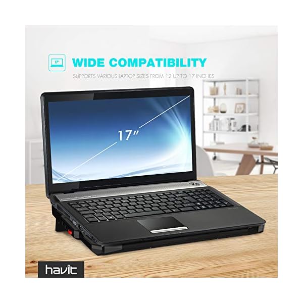 HAVIT-Laptop-Cooling-Fan-Portable-Cooling-Pad-with-5-Quiet-Fans-and-2-USB-Ports-for-Up-to-17-Laptops-F2068-BlackRed HAVIT Laptop Cooling Fan, Portable Cooling Pad with 5 Quiet Fans and 2 USB Ports, Laptop cooler for Up to 17” Laptops…