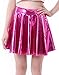 HDE Women's Solid Color Metallic Flared Pleated Club Skater Skirt Hot Pink - M