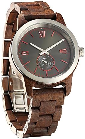 Mens Wooden Watch - Wood Grain Watch- Stainless Steel Bezel - Small Seconds Sub-dial - Premium Japanese Quartz Movement - Lightweight Watch - Men’s Gift Ideas - Band Adjustment Tool Included