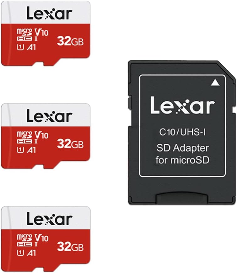 Lexar 32GB Micro SD Card 3 Pack UHS I A1 Class 10 V10 Adapter Included