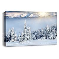 Canvas Wall Art Snowy Day Canvas Prints Home Artwork Decoration for Living Room,Bedroom - 12x18 inches
