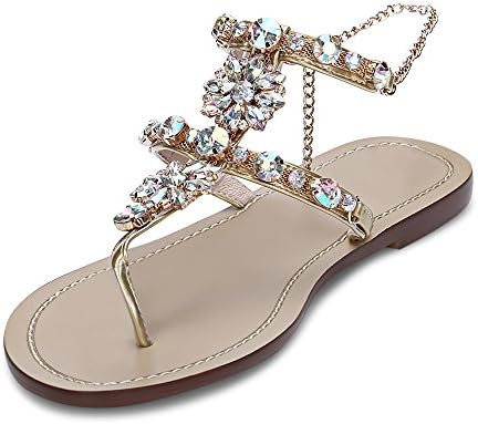 Women's Sparkle Bohemian Flip Flops Summer Beach Thong T-Strap Flat Sandals