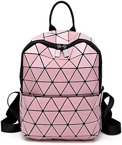 New Women Backpack Geometric Folding Bag Pink