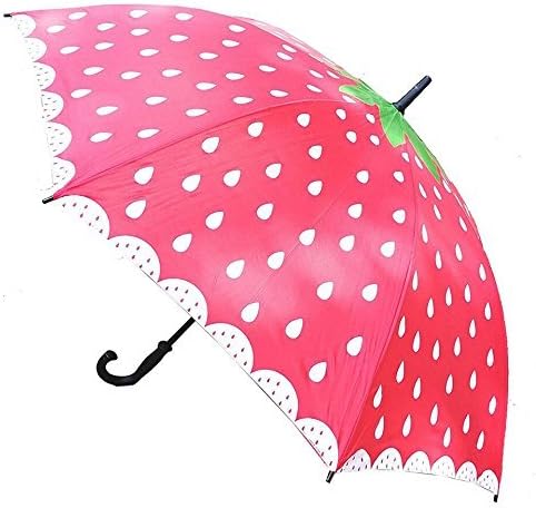 Beautiful Design Strawberry Travel Umbrella | Round Shaped Stylish, Unique and Fashionable | Sun Protection | Best Windproof Lightweight Umbrella