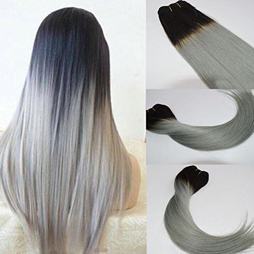 120g Gray Straight Clip In Hair Extensions Human Virgin Brazilian Hair Extensions Ombre Color Clip In Hair 7pcs 24inch