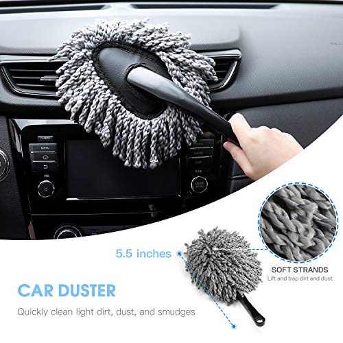 Chuntianli 7 in 1 Car Cleaning Washing Tools Kit with Bag,Tire Cleaning Brush|Double Head Car Vent Brush|Chenille Wash Sponge|Duster|Windshield Water Scraper|Wash Cloth for Auto Motorcycle Accessories - Thumbnail 3
