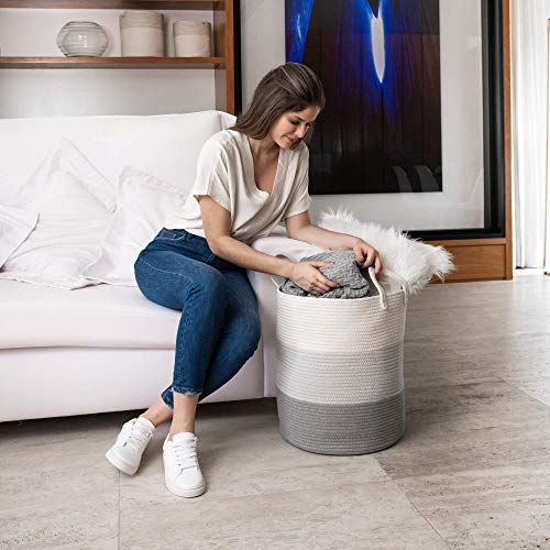 OrganiHaus Gray Nursery Laundry Basket 15x18 Farmhouse Hamper Basket