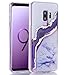 Galaxy S9 Plus Case, BAISRKE Shiny Gold Purple Agate Crystal White Background Design Shock Absorption Soft Clear TPU Edge Bumper and Rigid Hard Plastic Back Cover for Samsung Galaxy S9 Plus