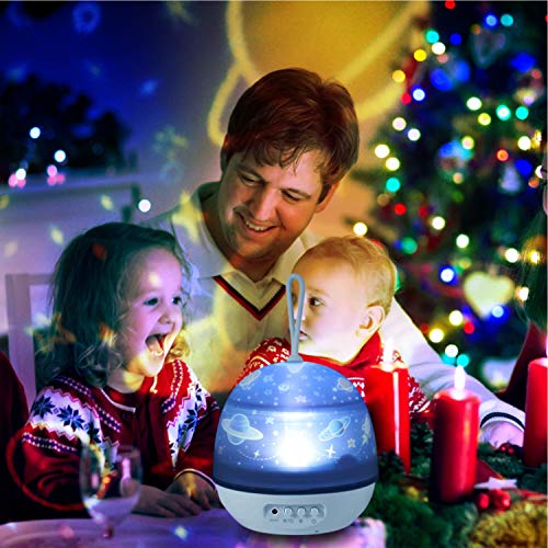 Kids Night Lights - 4 Set Films 360 Degree Rotating Star Projector, Star Night Lights Lamp with USB Cable, 4 LED Bulbs, 8 Color Changing, Best for Children Baby Bedroom Decorations, Christmas Gifts