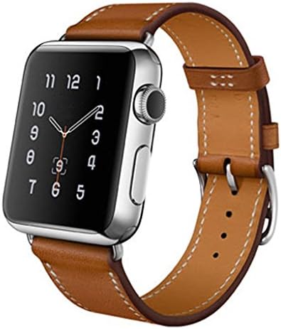 Single Tour-Brown Real Genuine Leather Band Strap Bracelet Watchband For Smart Watch New 42mm
