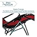 PHI VILLA Oversized Padded Zero Gravity Lounge Chair Folding Patio Recliner with Adjustable Headrest & Cup Holder, Support 350 LBS (Red)
