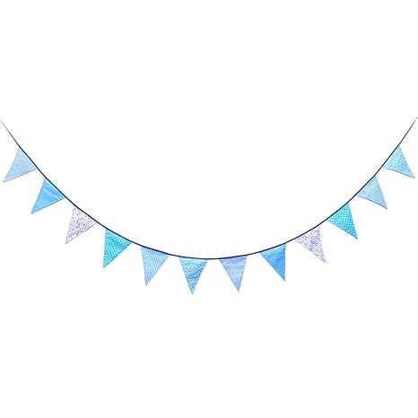 Vosarea 3 5m Pennant Flags Banner Blue Bunting Garland 12 Triangle