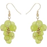 TIANHONGYAN Unique Cute Creative Fruits Dangle Drop Earrings Sparkly Crystal Grape Earring With for Women Girls Statement Jewelry Gifts