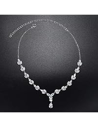 YSOUL - Juego de collar y pendientes de circonita cúbica para graduación, boda, dama de honor