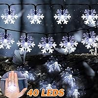 Soosi Christmas Lights, 16 FT 40 LED Snowflakes String Lights Battery Operated Christmas Fairy Lights Waterproof Snowflake Christmas Decorations Lights for Home, Party,Holiday Garden Décor Outdoor