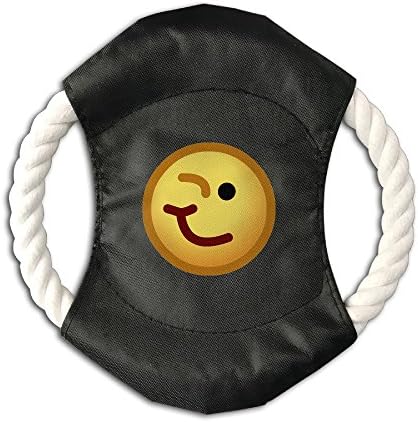 ROLANDO ALVARAD Wink Emoticon Pet Dog Cat Puppy Popular Colorful Canvas Frisbee Flying Discs Toy Flying Tug Rope For Playing Outdoor Training Tool
