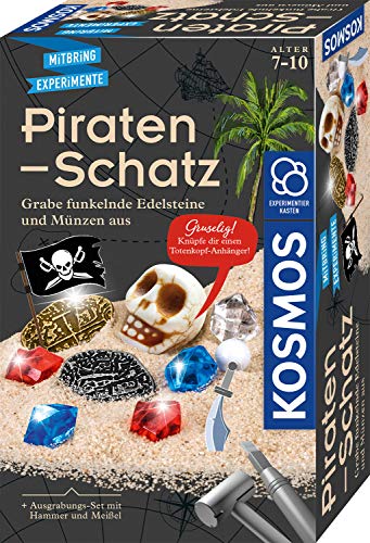 KOSMOS 657888 Piraten-Schatz Experimentierset, Ausgrabungs-Set für Kinder ab 7 Jahren, Schatzsucher, Fundstücke, Gipsblock, Geologie, Mitbringsel, Geschenk