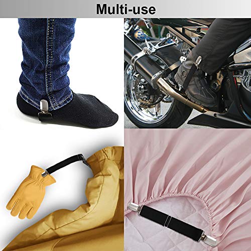 image for Boncas Multi-use Motorcycle Boot Clips Adjustable Pant Straps Elastic 