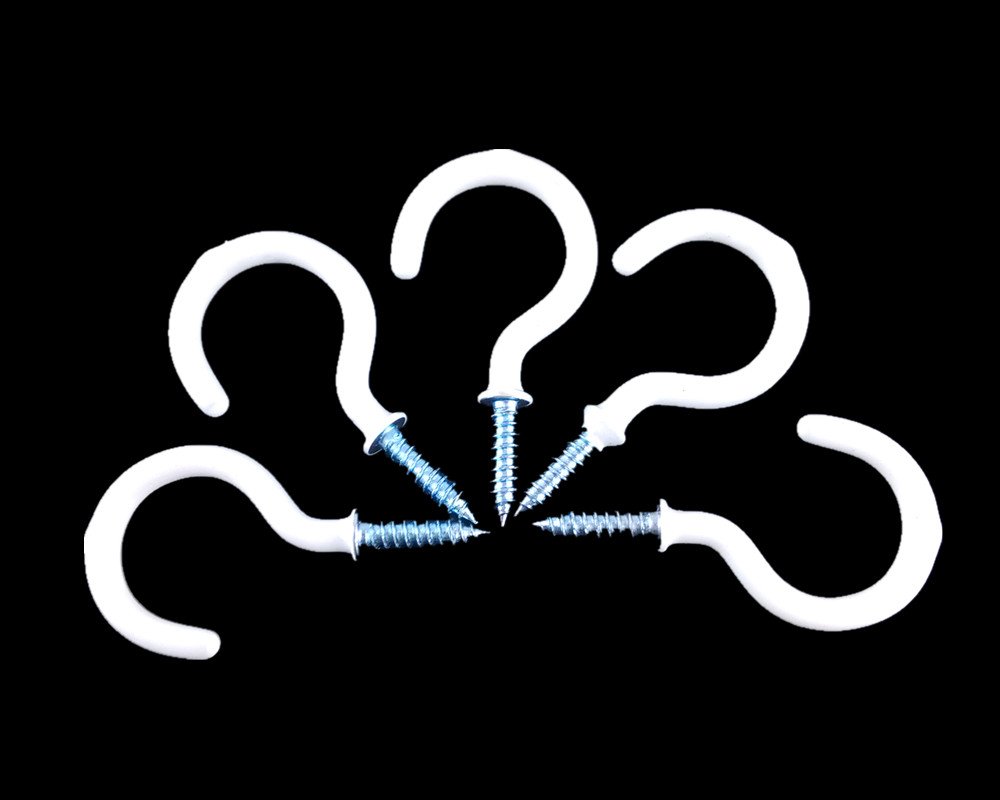 Yueton 50pcs Vinyl Coated ScrewIn Ceiling Hooks Cup Hooks (White