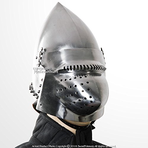 Medieval Gears Brand Functional Helmet 16G Steel Houndskull Pig Face Bascinet Jousting WMA