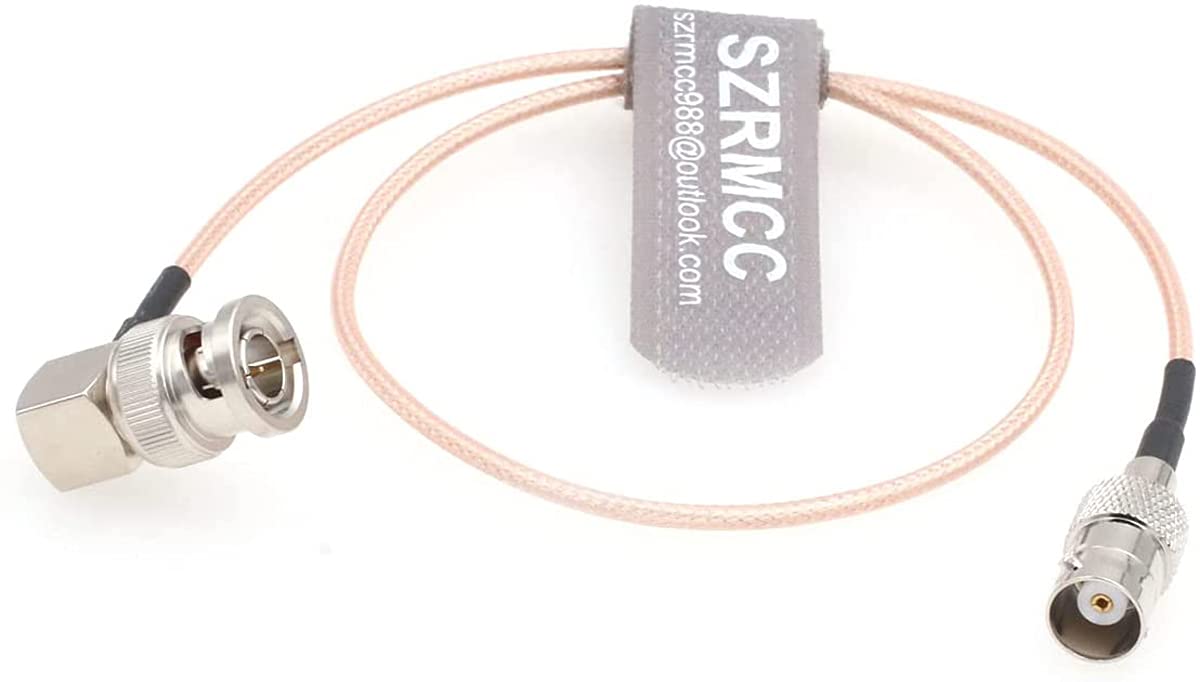 SZRMCC Right Angle BNC Male to BNC Female RF Radio Coaxial Cable RG179 75 ohm HD SDI Extension Cable BNC Jumper Cable (45cm)