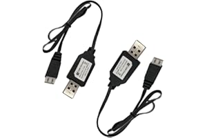 KOMITASUI Charger Cable Replacement for SCX24 RC Car, SCX10 RC Car, Splatter Ball Gun, Quadcopter, Drone - 7.4V 2S Lipo Battery Charger, XH-3P USB Charger Cable(2 Pack)