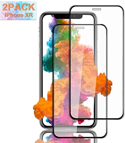 Aonsen iPhone XR Screen Protector, Full Coverage Tempered Glass, 9H Hardness, Anti-Fingerprint, [2 Pack] Suitable HD Crystal Protective Film Guard Cover - Black