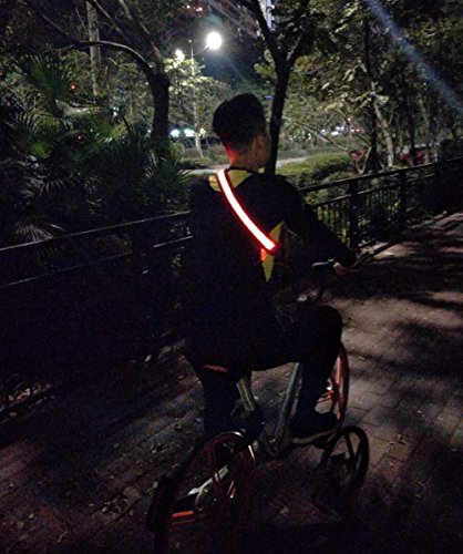 Samdo USB Rechargeable Running Band - 2 in 1 Security LED Band Reflective Belt - Adjustable High Visibility Belt for jogger, Runner, Cyclist (Red) - Thumbnail 5