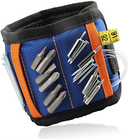 Magnetic Wristband,with 15 Strong Magnets for Holding Screws,Nails,Drill Bits,Bolts and Small Metal Tools,of The Best Father's Day Gifts for Men(Blue)